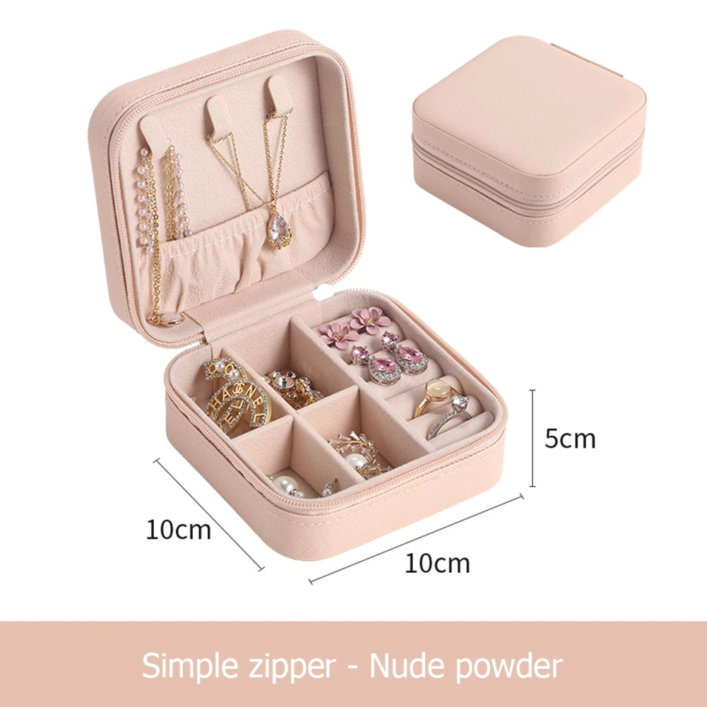 Jewelry Organizer Display Travel Jewelry Case Boxes Travel Portable Jewelry Box Leather Storage Organizer Earring Holder