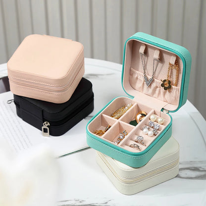 Jewelry Organizer Display Travel Jewelry Case Boxes Travel Portable Jewelry Box Leather Storage Organizer Earring Holder