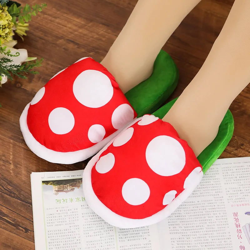 Anime Novelty Game Super Luigi Bros Cotton Slippers Cosplay Costumes Props Corpse Flower Cartoon Kawaii Shoes