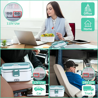 Electric Lunch Box 80W Food Warmer Heater Lunch Boxes for Adults for Car/Truck Portable Food Heating Boxes 1.8L Container