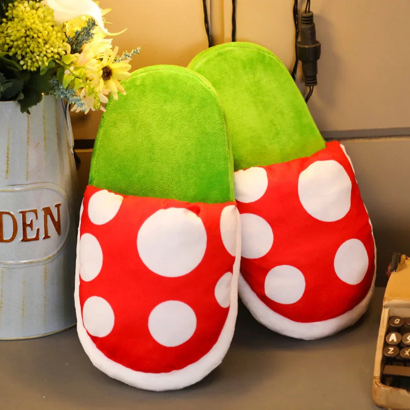 Anime Novelty Game Super Luigi Bros Cotton Slippers Cosplay Costumes Props Corpse Flower Cartoon Kawaii Shoes