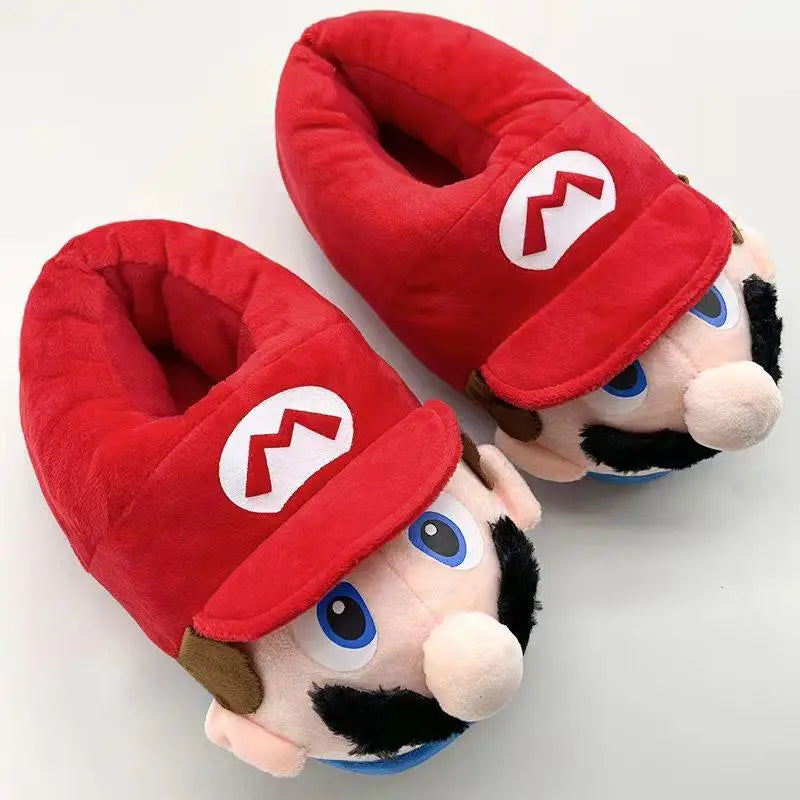 New Anime Figure Super Mario Luigi Cotton Slippers Winter Kawaii Couple Home Creativity Keep Warm Thick Sole Cotton Shoes Gift