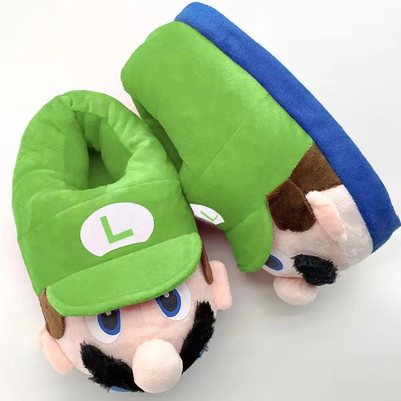 New Anime Figure Super Mario Luigi Cotton Slippers Winter Kawaii Couple Home Creativity Keep Warm Thick Sole Cotton Shoes Gift